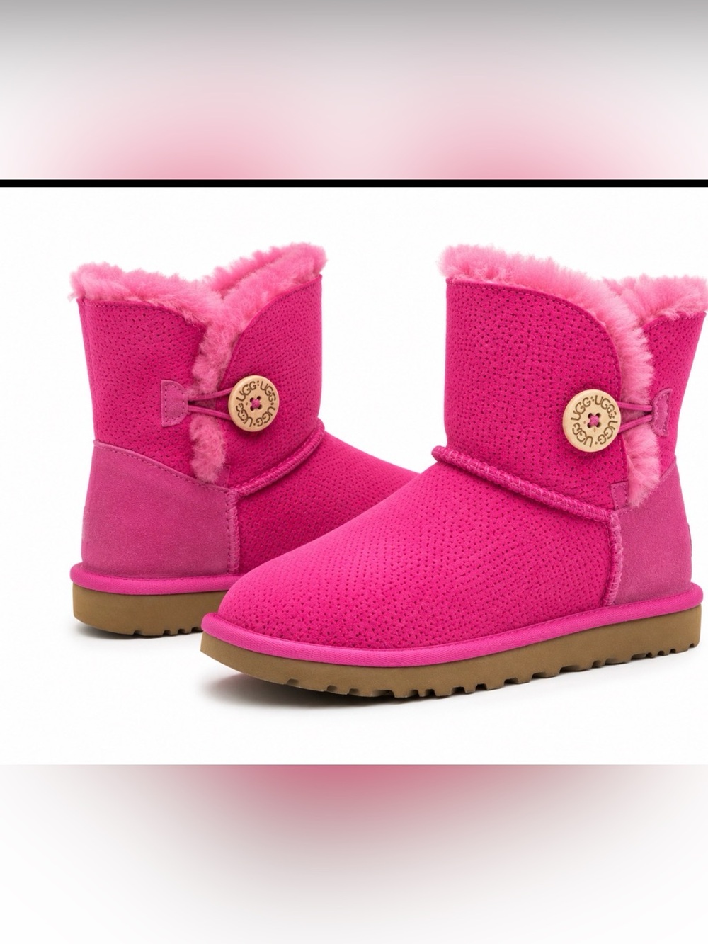UGG Bailey Button Womens Boots Pink Size 6 Like New